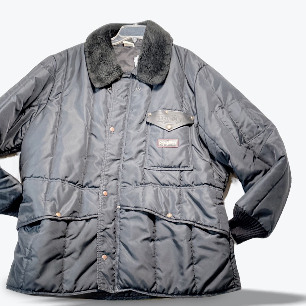Vtg RefrigiWear Iron Tuff Jacket 342 Quilted Parka Navy Blue Workwear Size 3XL